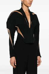 Black V-Neck Spiral Illusion Jacket